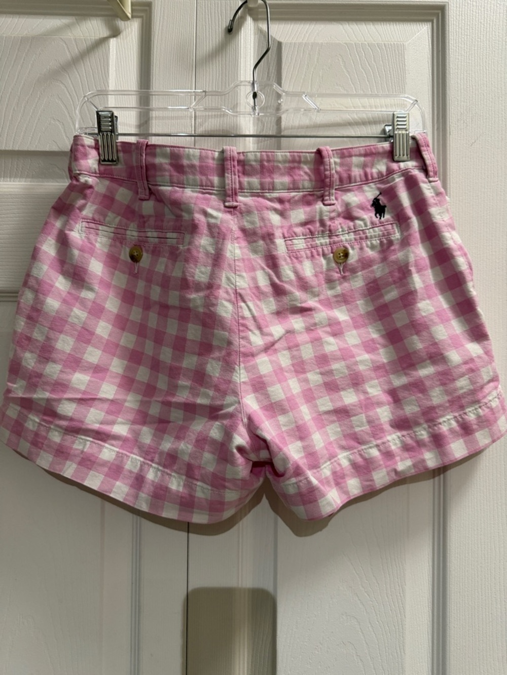 Polo by Ralph Lauren Pink and White Gingham High-Waist Shorts - Picture 2 of 4